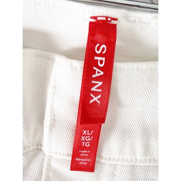 SPANX Stretch Twill Cropped Wide Leg Pants Womens XL Bright White Sailor Buttons - Picture 5 of 8